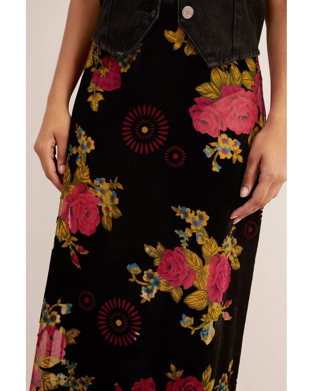 Nasty Gal Black Floral Devore Maxi Skirt