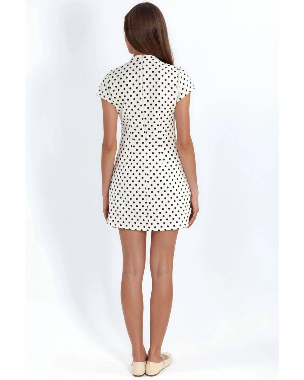 Hiccup Green U-Neck Polka Dot Mini Woven Dress