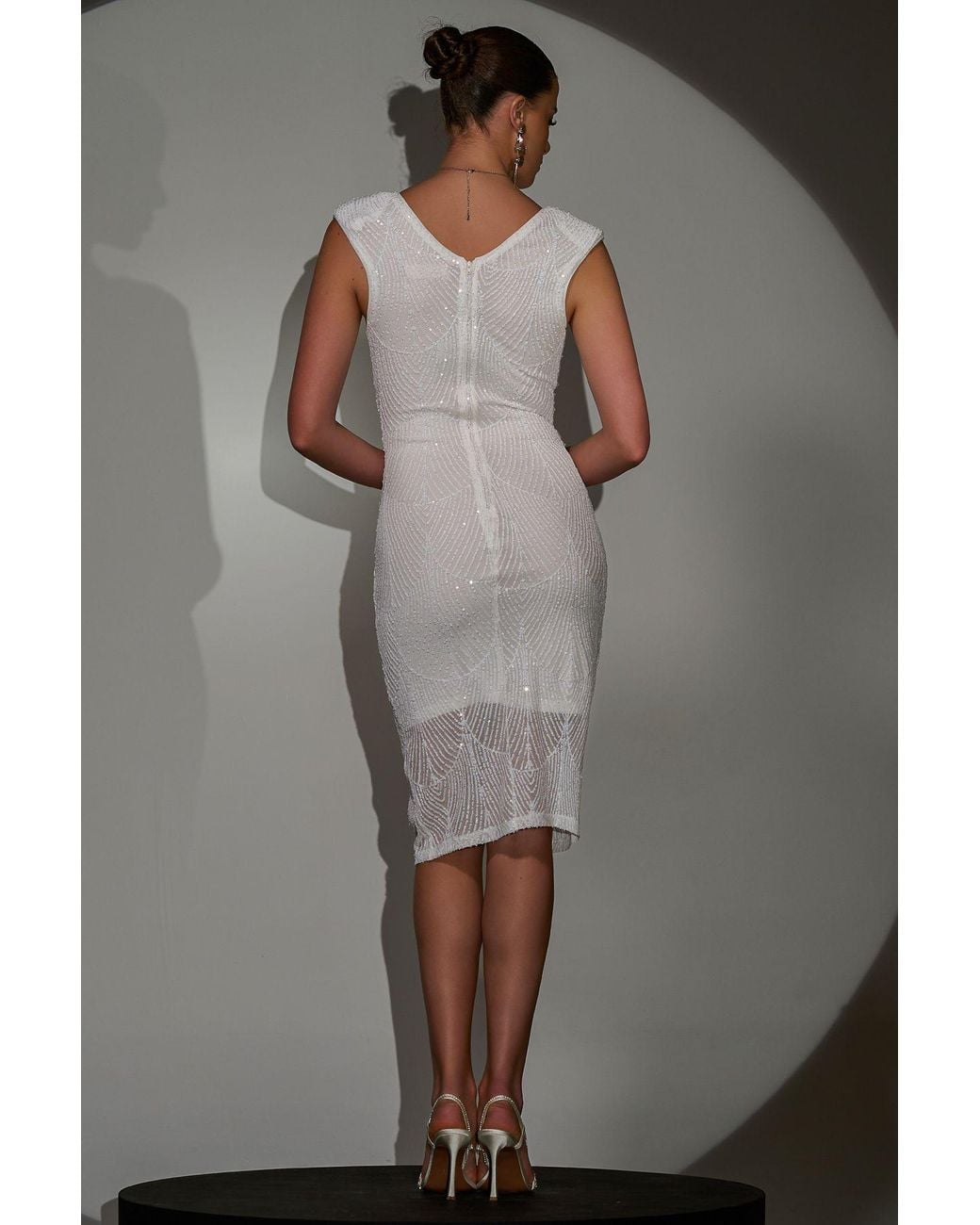 Jolie Moi Gray Demi Sequin Wrap Slit Bodycon Dress