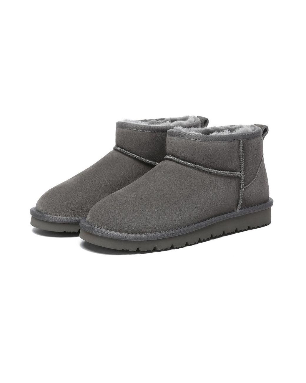 EverAu Australia Gray Real Sheepskin Finch Ultra Mini Classic Boots With Eva Sole