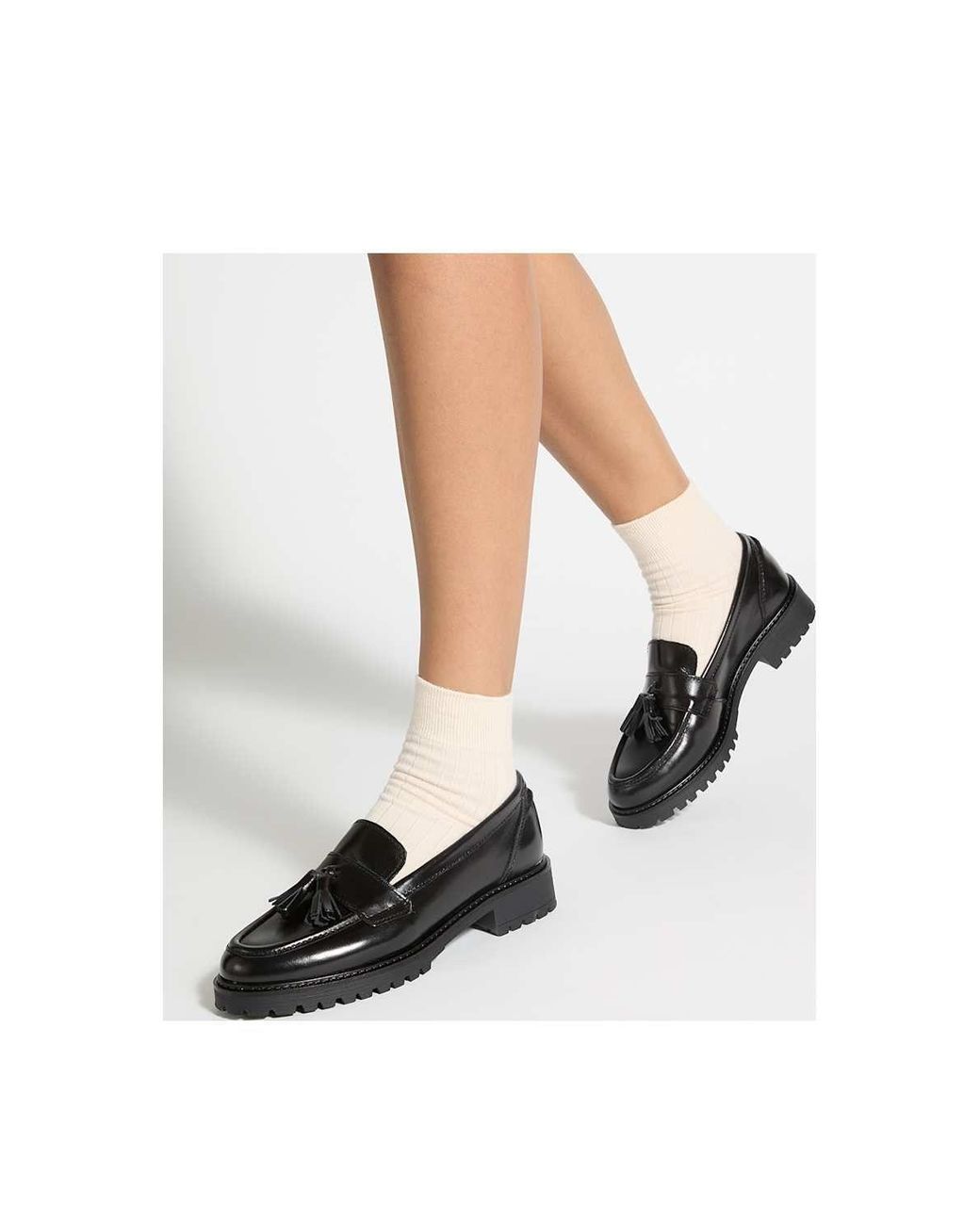 Dune Black Wide Fit 'Gracelyn' Leather Loafers