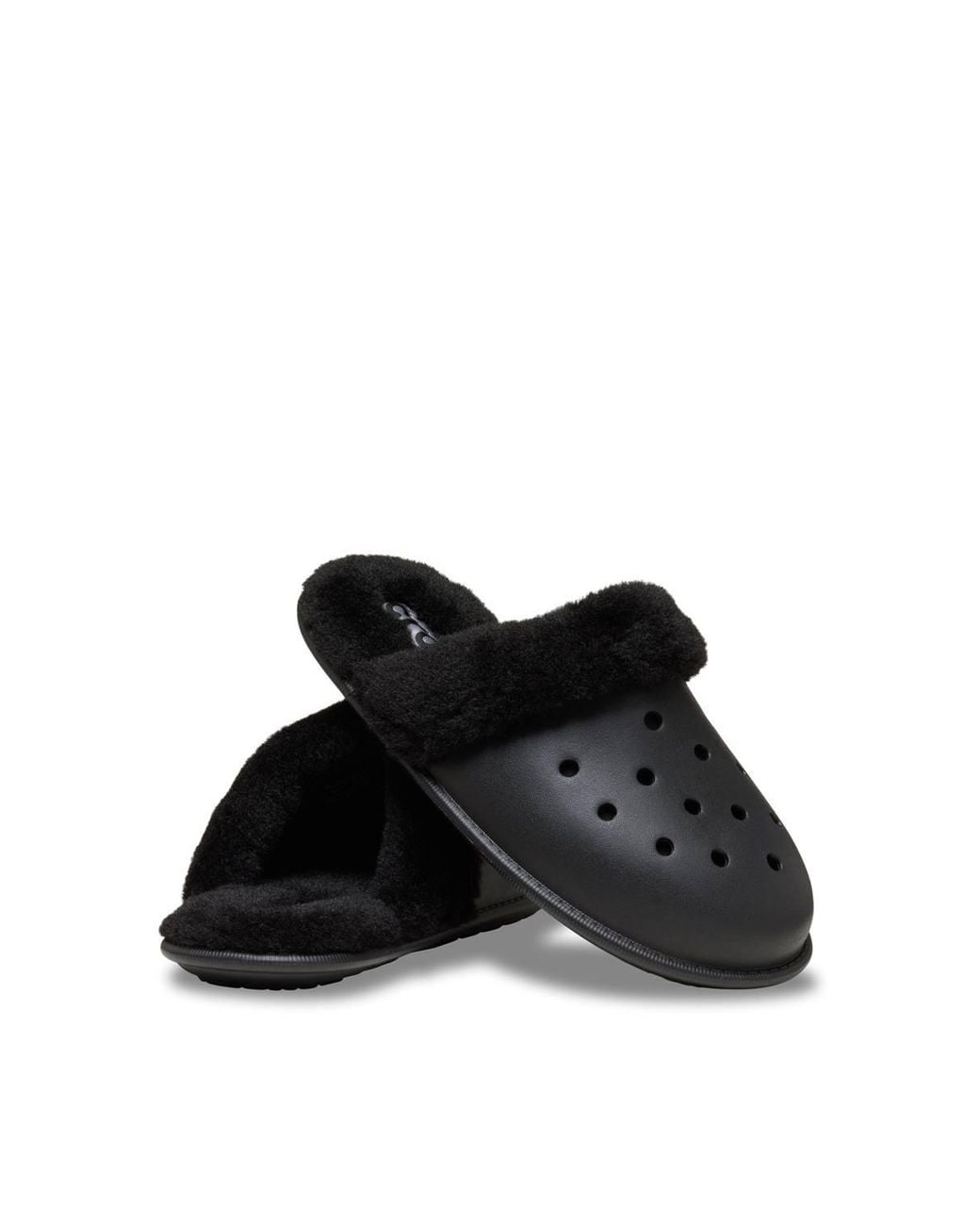 CROCSTM Black Classic Fuzz Scuff Slipper
