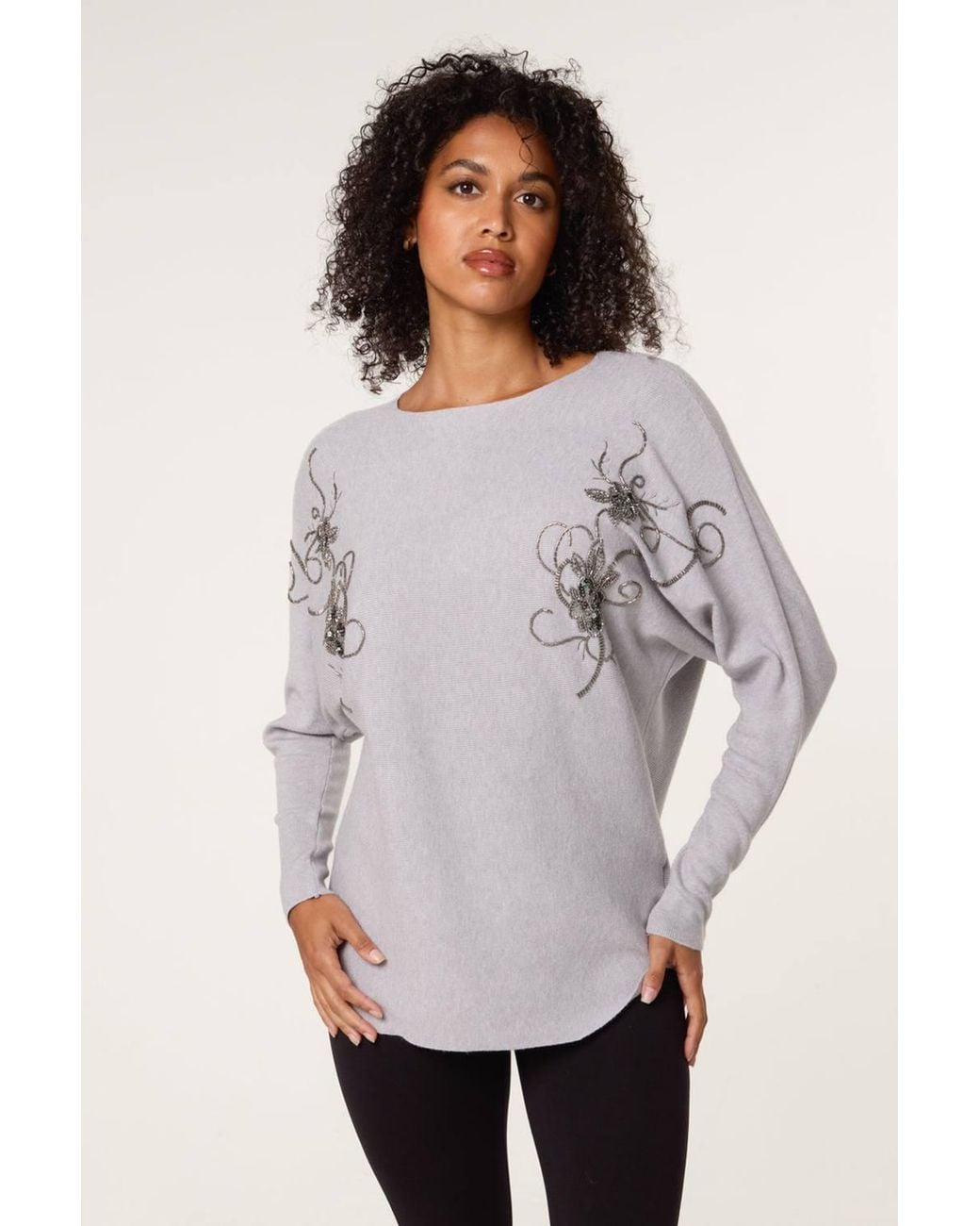Blue Vanilla Gray Long Sleeve Round Neck Top