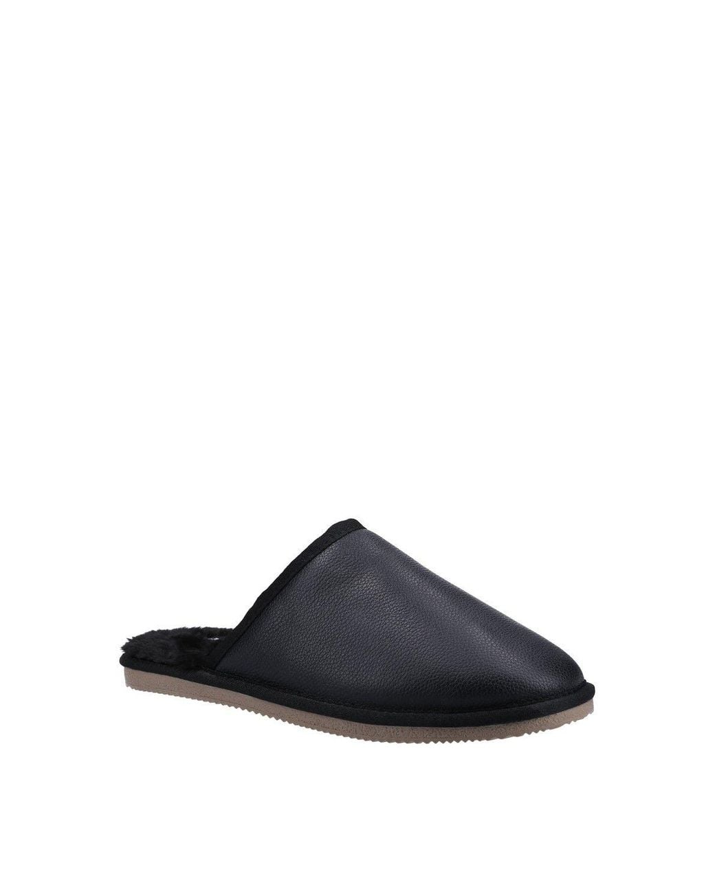 Hush Puppies Black 'Coady' Leather Slipper for men