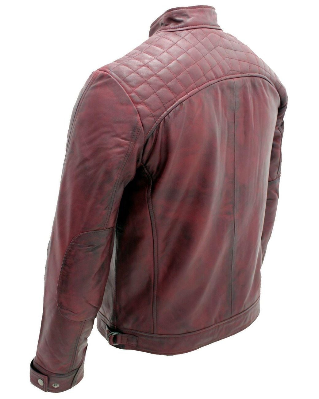 Infinity Leather Red Leather Rock Racing Quilted Biker Jacket for men