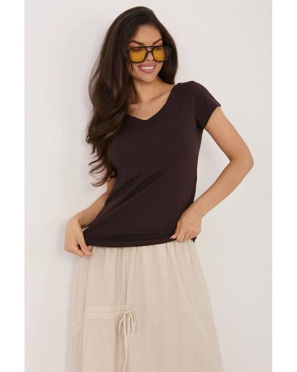 Love Lace Black Everyday Cotton V-Neck Short Sleeve Blouse