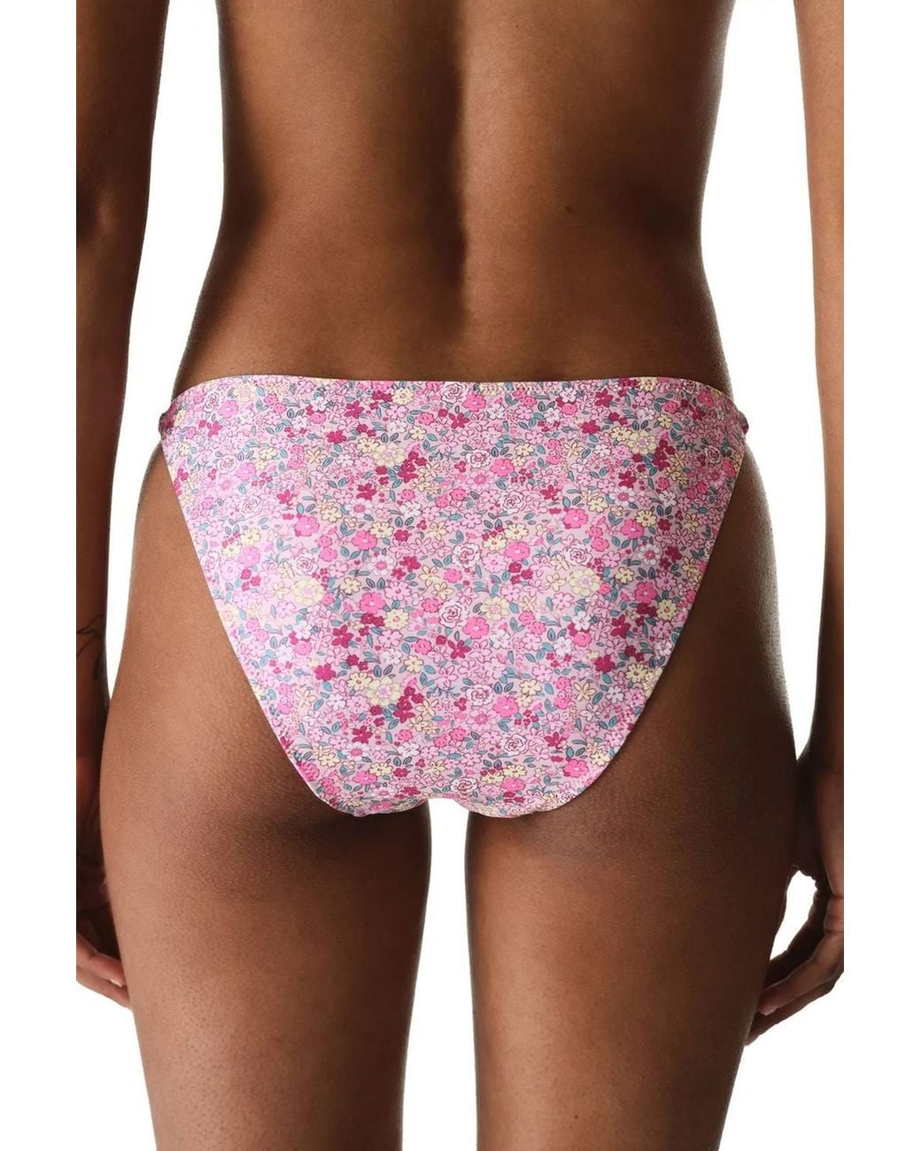 Penti Purple Amira Side Frilled Floral Pattern Low Waist Bikini Bottoms