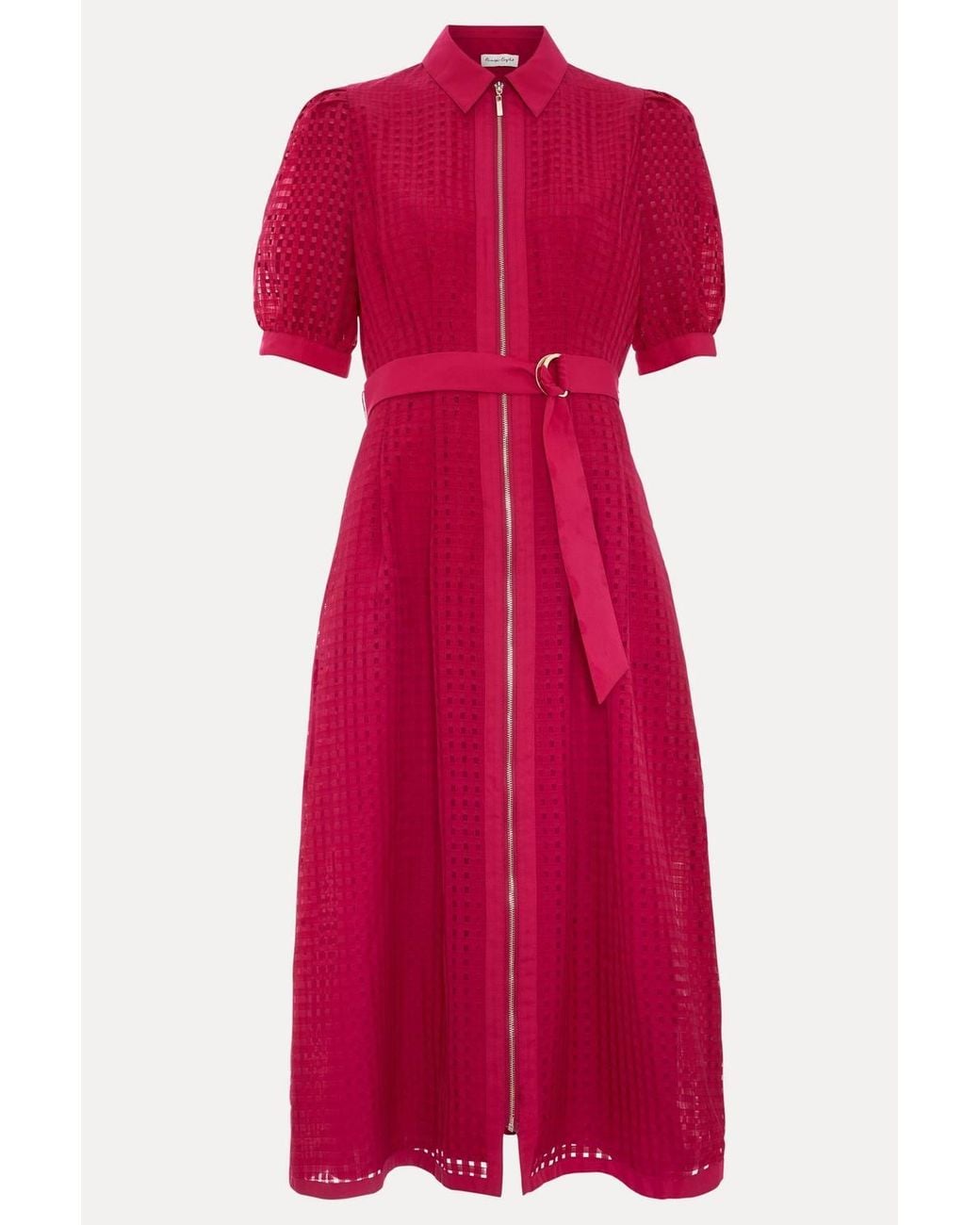 Phase Eight Red Carey Belted Midi Shirt Dress