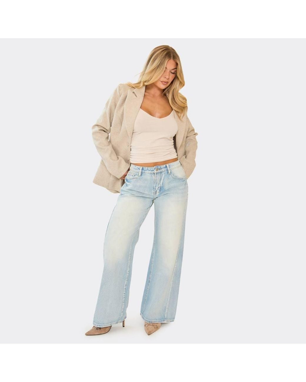 EGO Blue Wide Leg Denim Low Rise Jeans