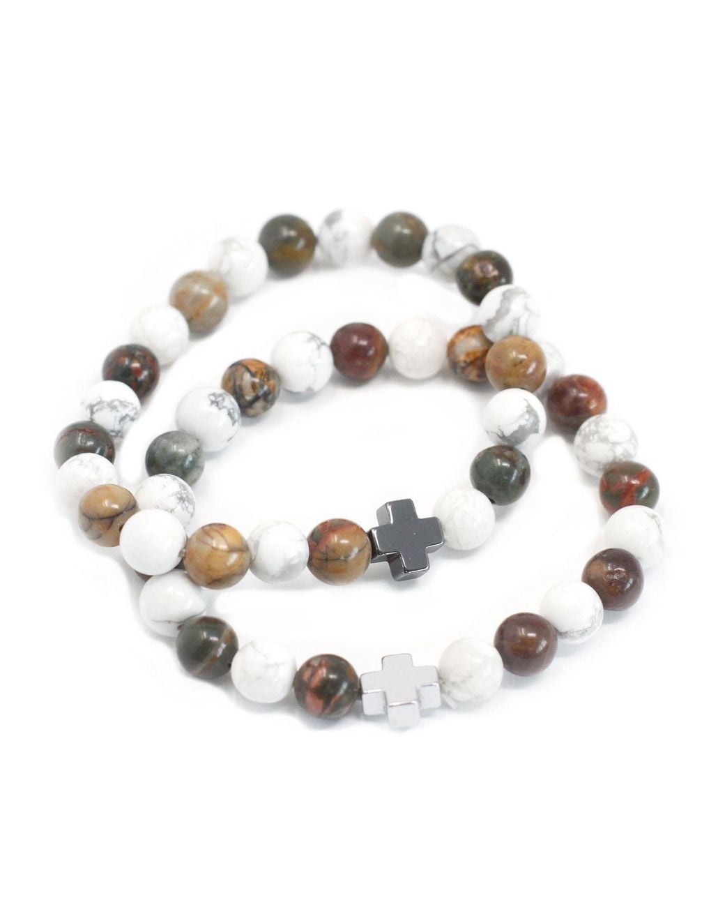 KDMD Metallic Set Of 2 Gemstones Friendship Bracelets