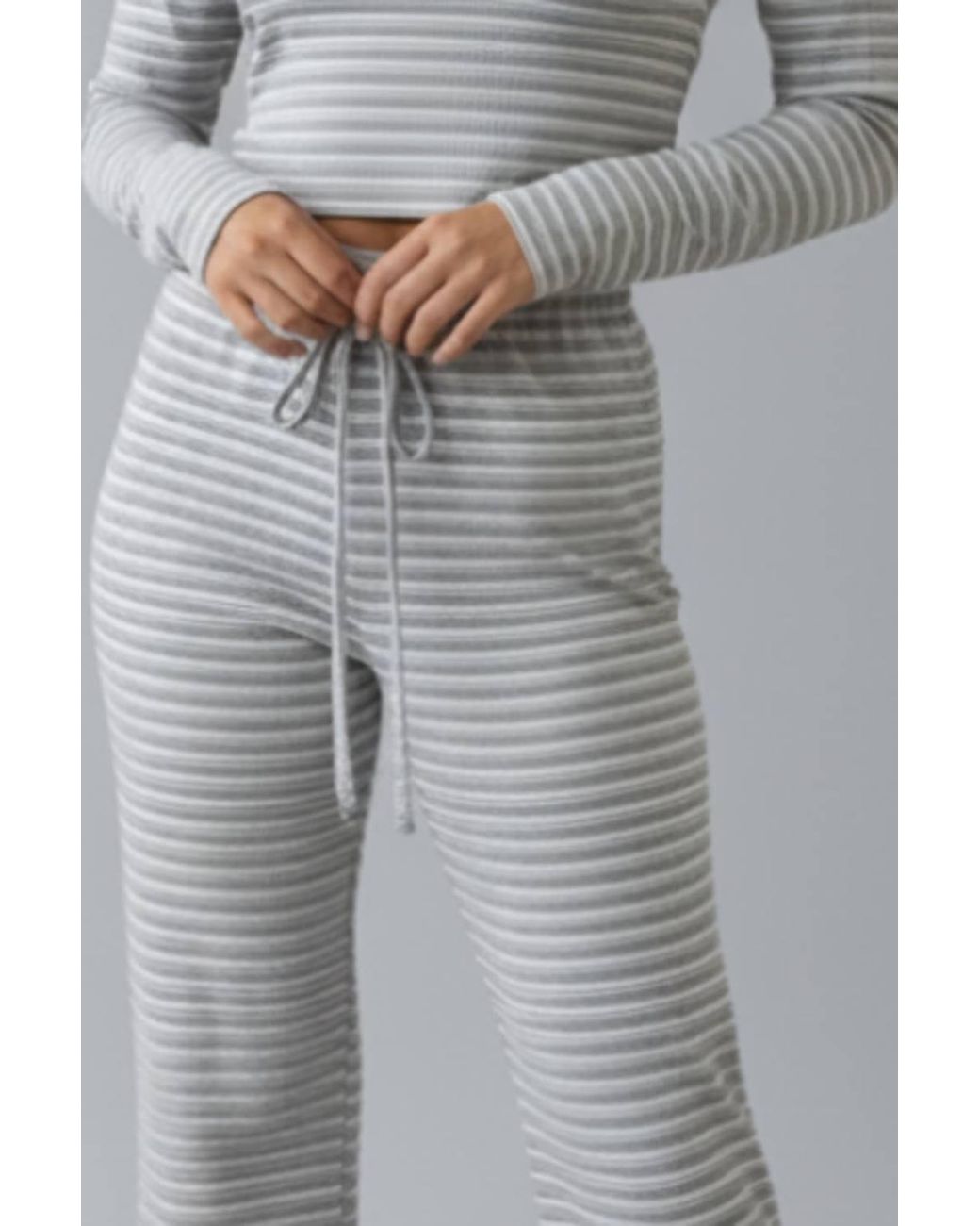 Stylewise Gray Striped Long Sleeve Top & Trouser Co-Ord