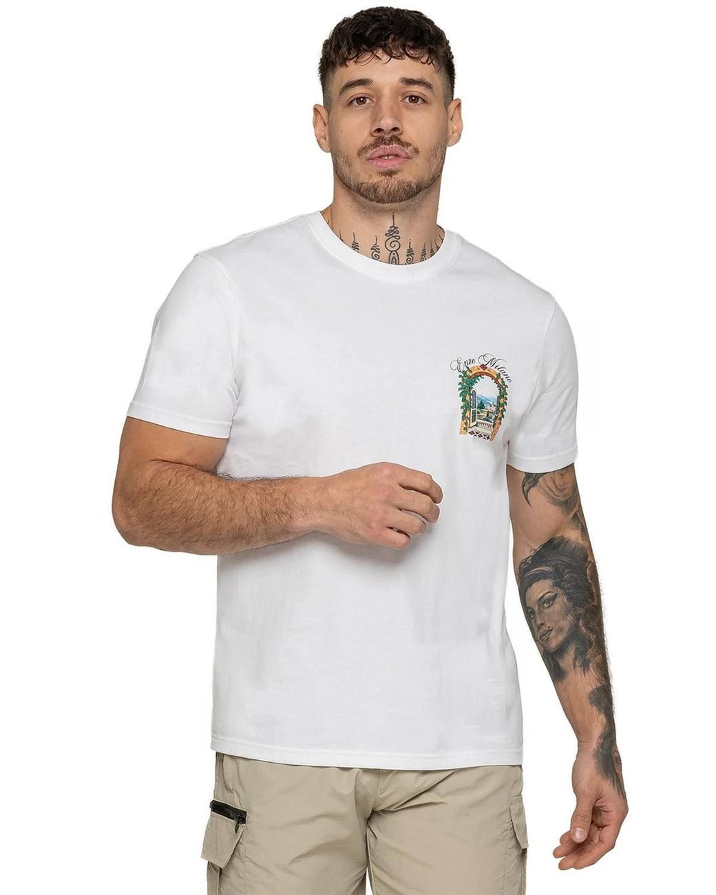 Enzo White Casa Graphic Print T-Shirt for men