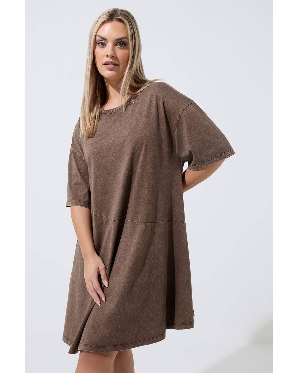 Yours Brown Acid Wash Dress