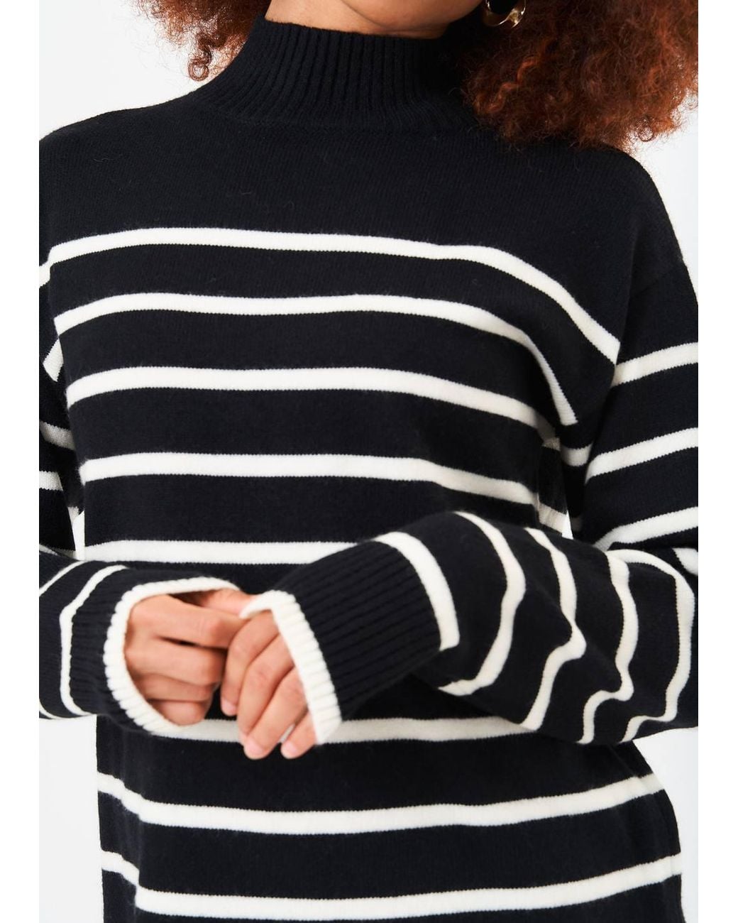 Gini London Black High Neck Stripe Oversized Tunic Dress