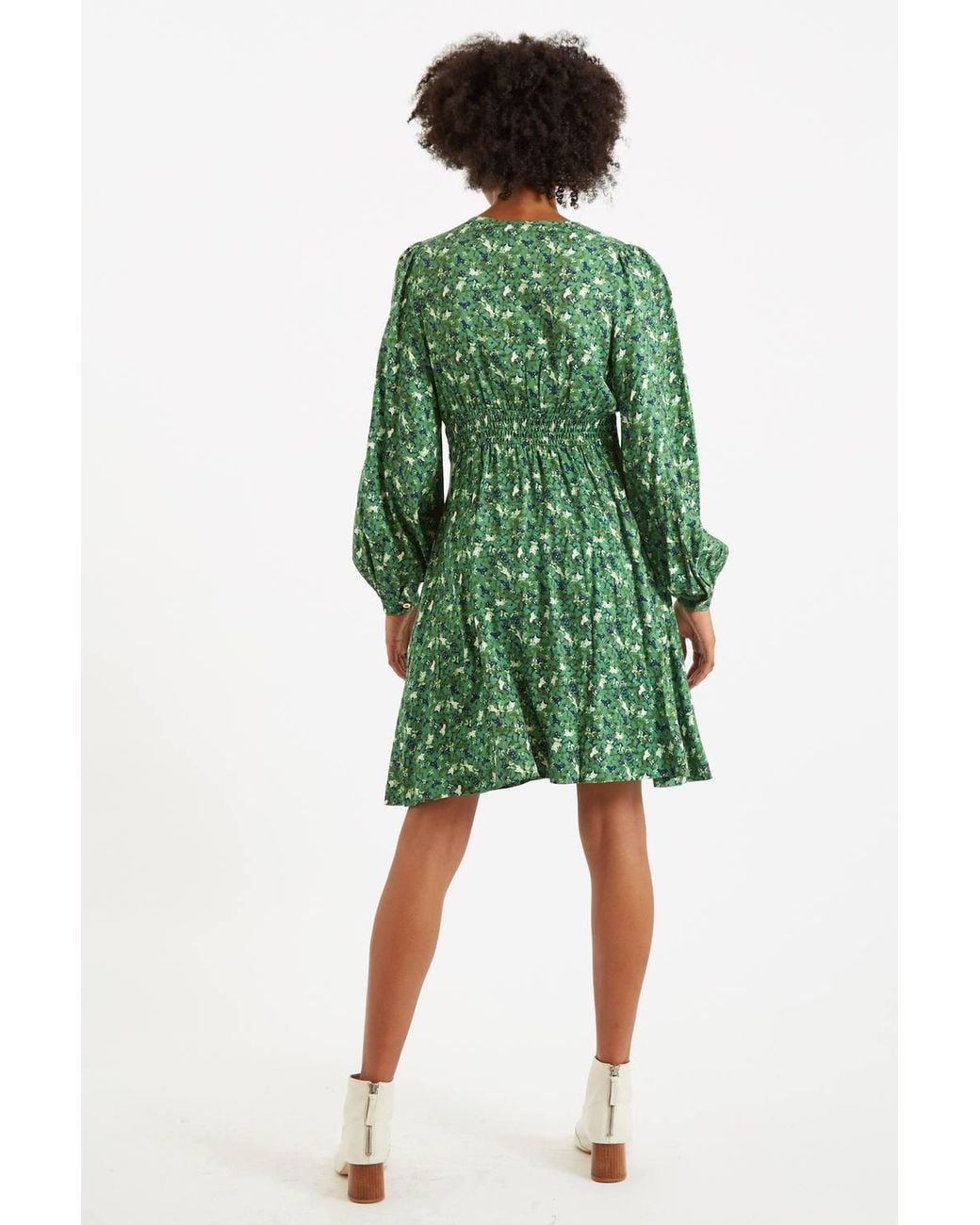 Louche Green Heidi-Cat-Camo Long Sleeved Mini Dress
