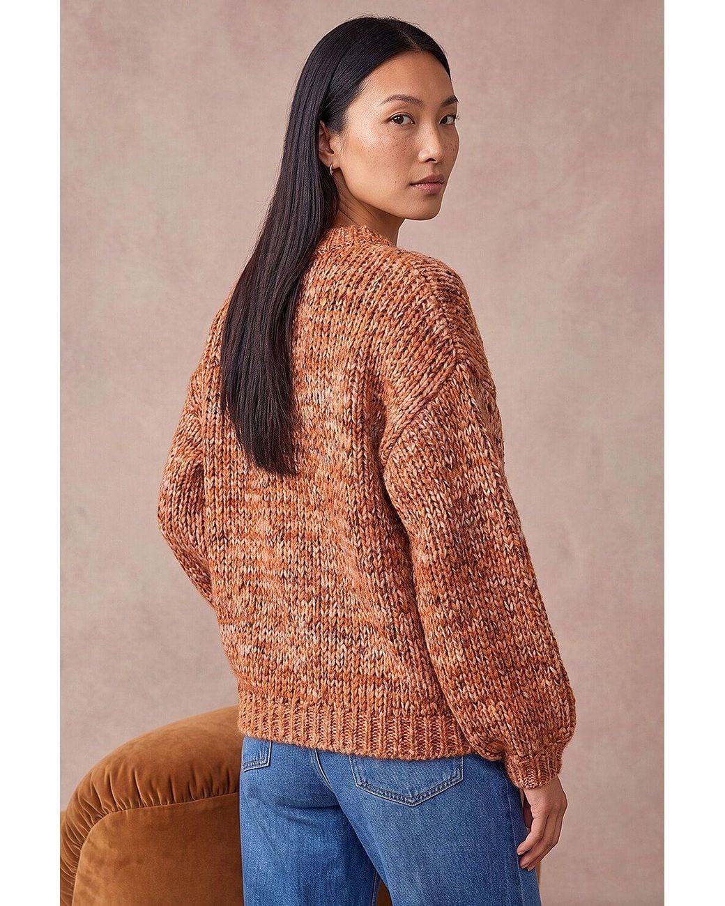 Roman Orange Metallic Ombre Knit Jumper