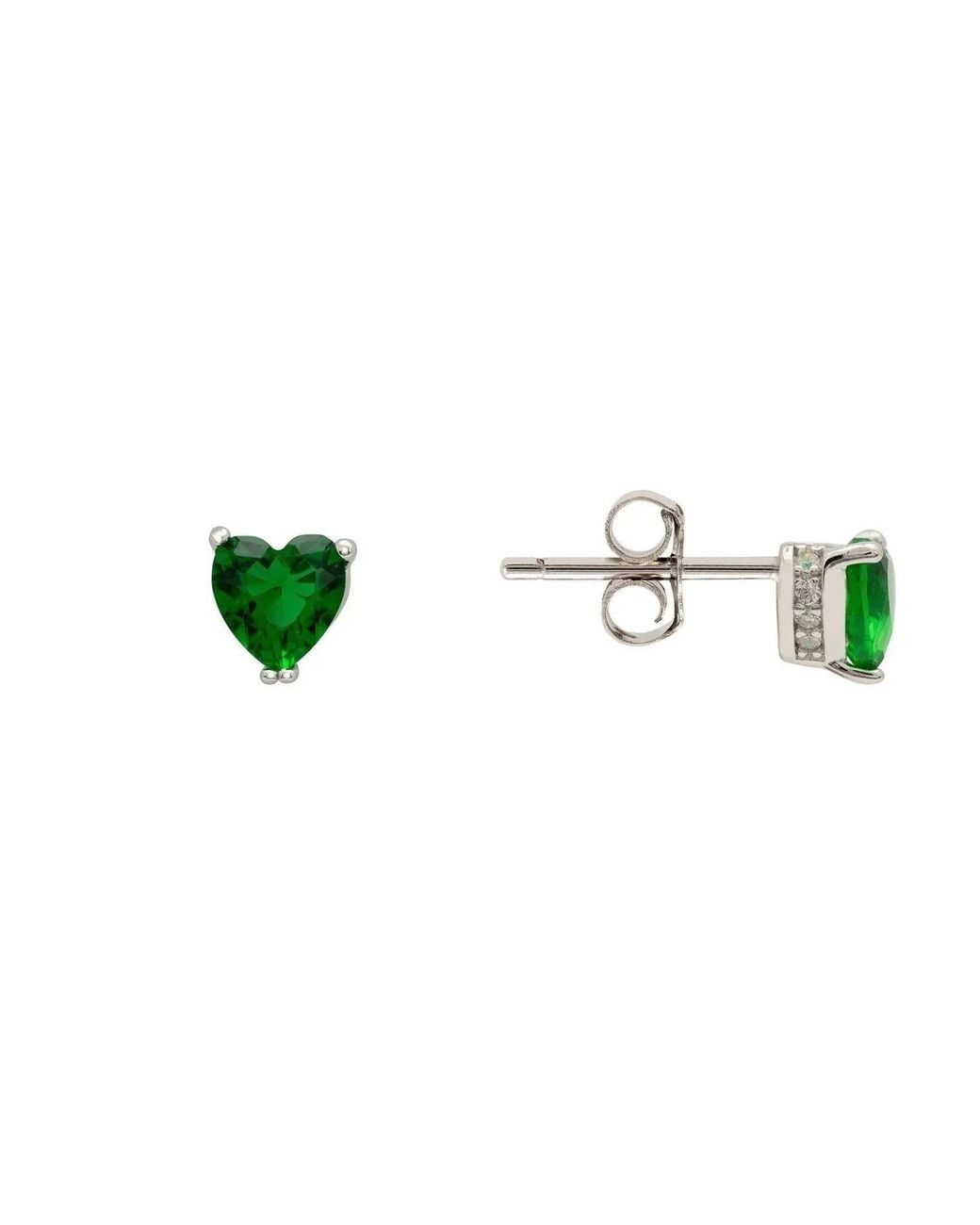 Latelita London Green Asscher Cut Heart Stud Earrings Emerald