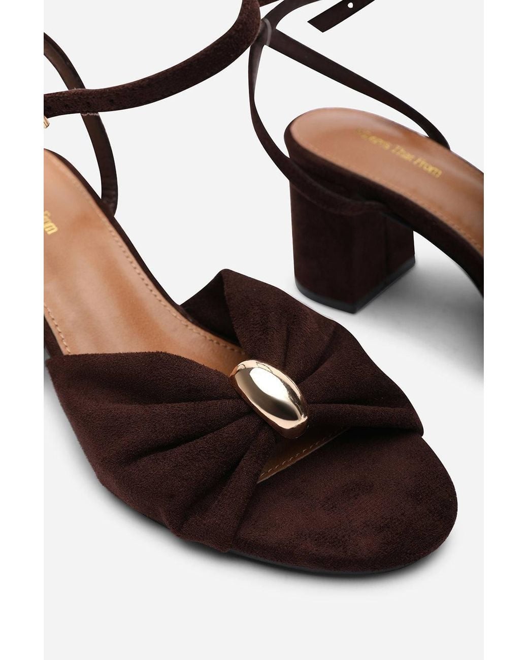 Where's That From Brown 'Brelle' Heeled Sandals With Detail Front Strap
