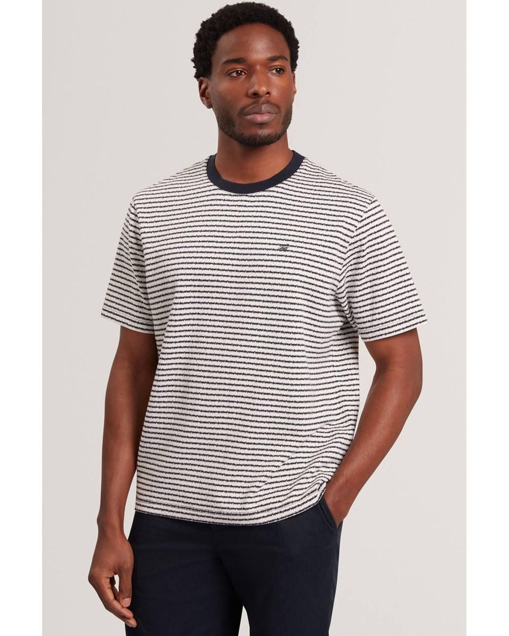 Ted Baker Gray Vexrin Oversized Striped T-Shirt for men