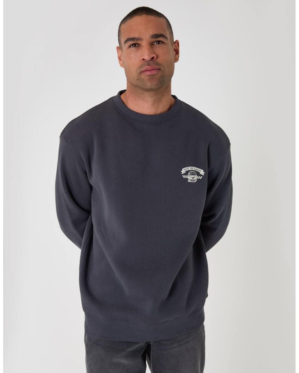Threadbare Blue Relaxed Fit Taste The Classics Graphic Print Sweatshirt for men