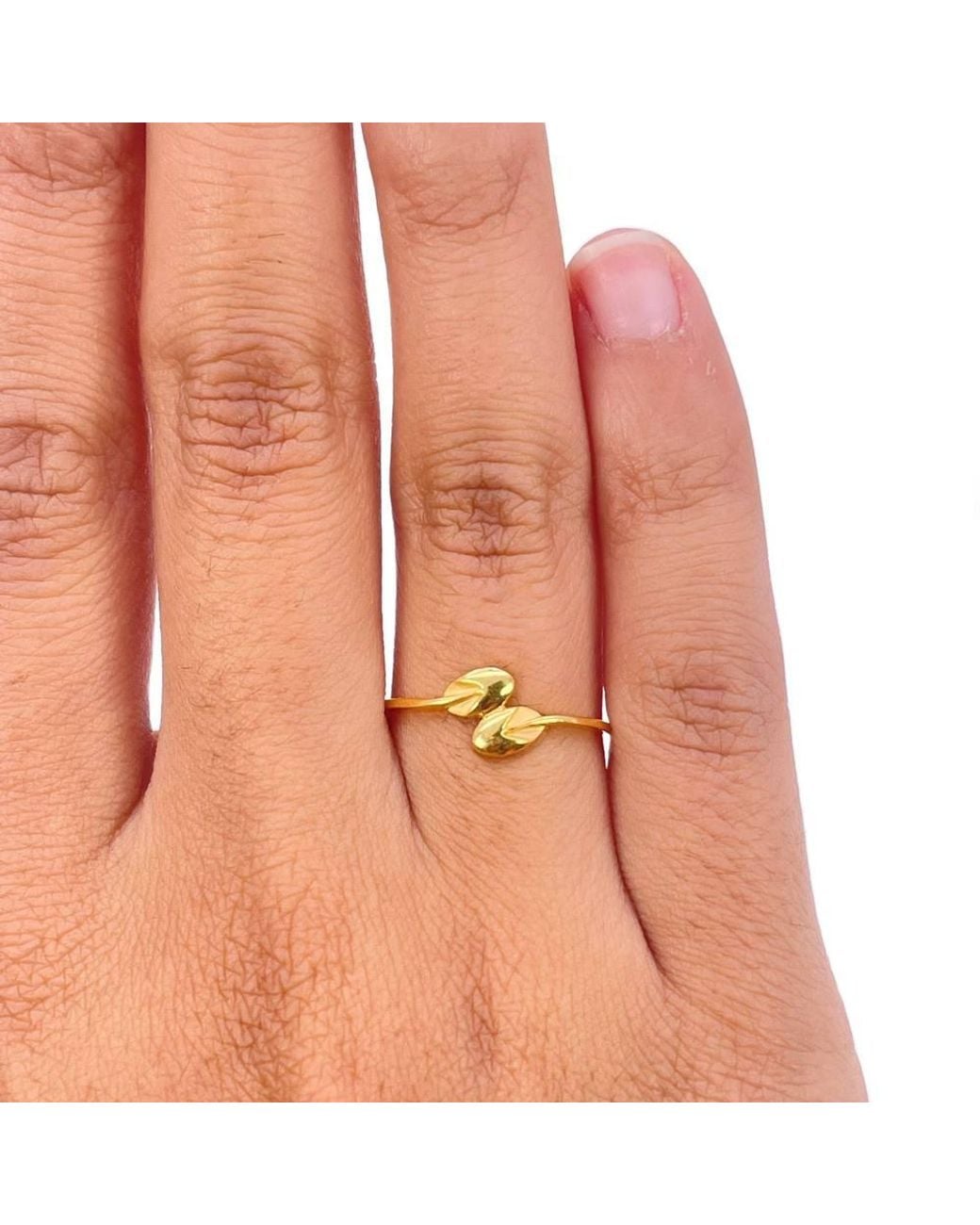 Raina Jewels Metallic 22Ct Double Leaf Ring Matte & Polished Finish