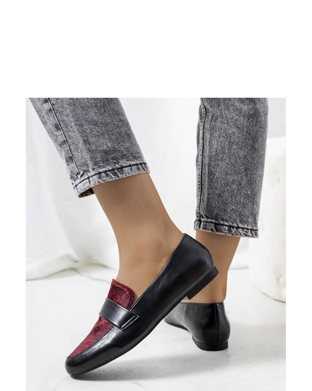 Love Lace Black Elegant Slip On Moccasin Half Shoes With Insole