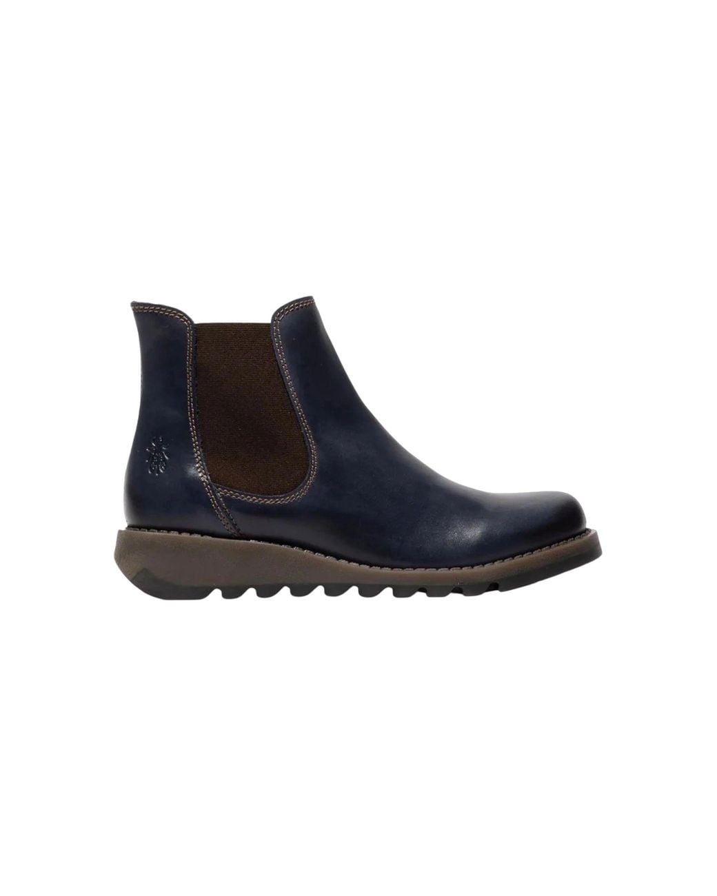 Infinity Leather Blue Fly London Salv Chelsea Leather Ankle Casual Wedge Heel Boots