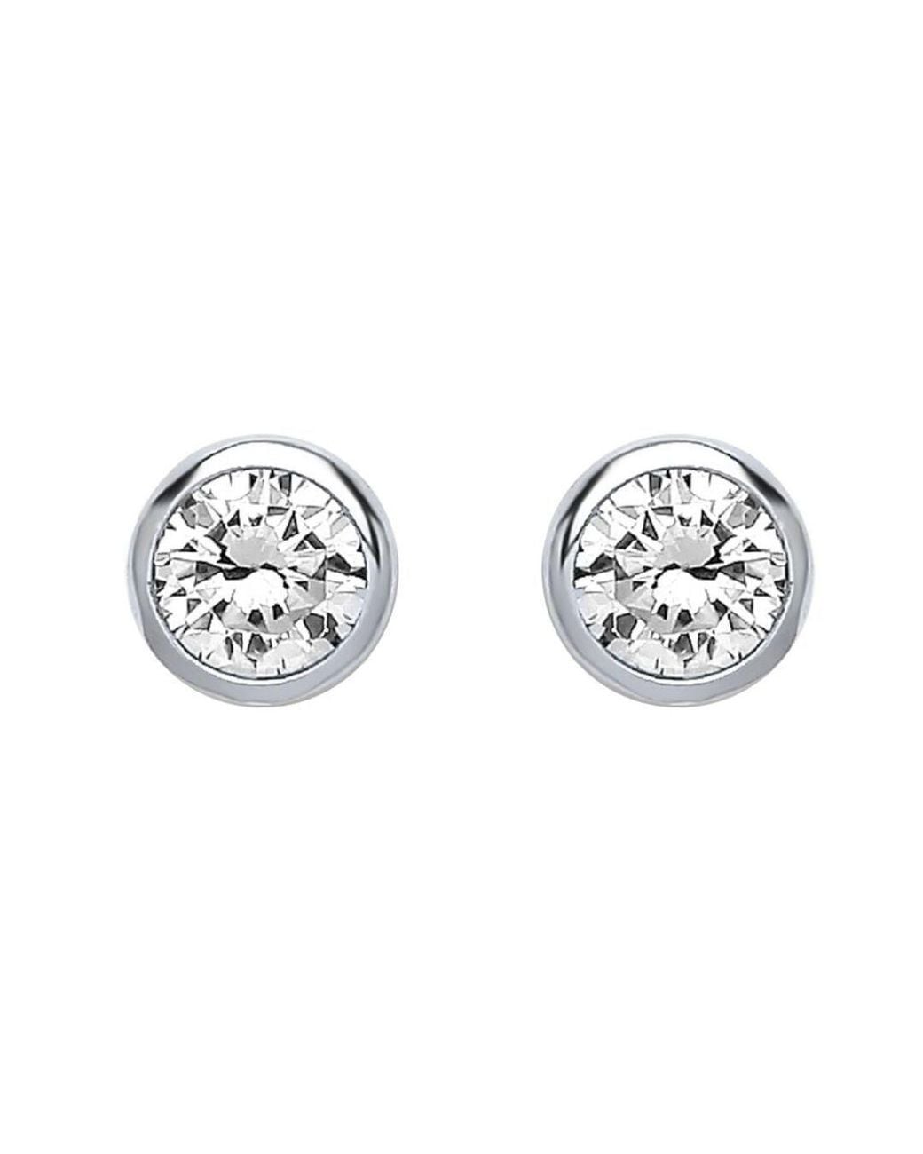 Jewelco London Metallic Cz Bubble Solitaire Stud Earrings 6Mm 1.70Cts