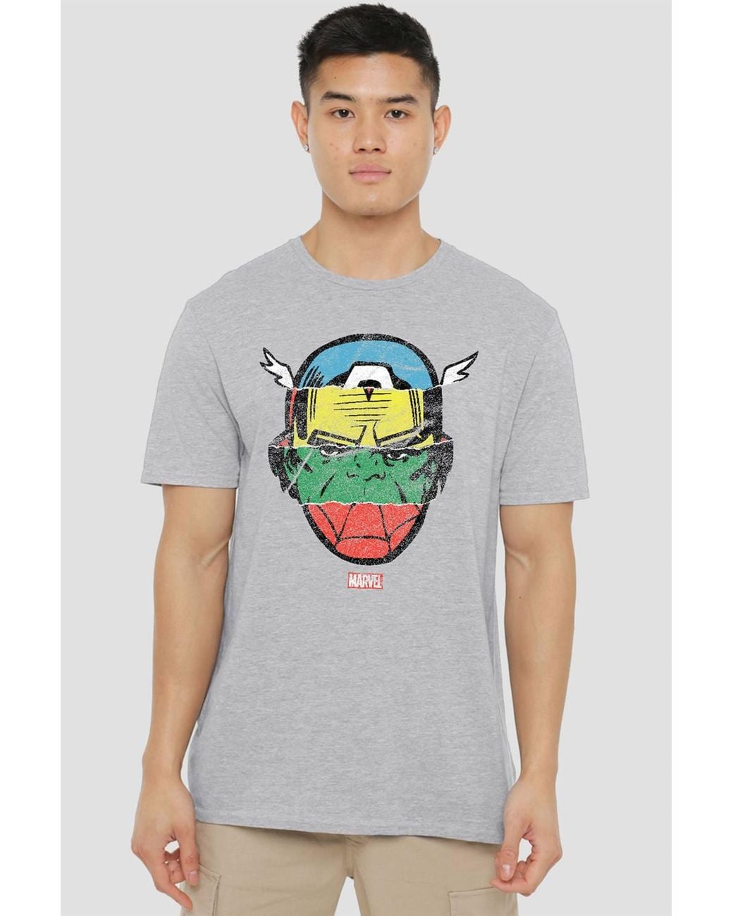 Marvel Gray Avengers Faces T-Shirt, Athletic Heather