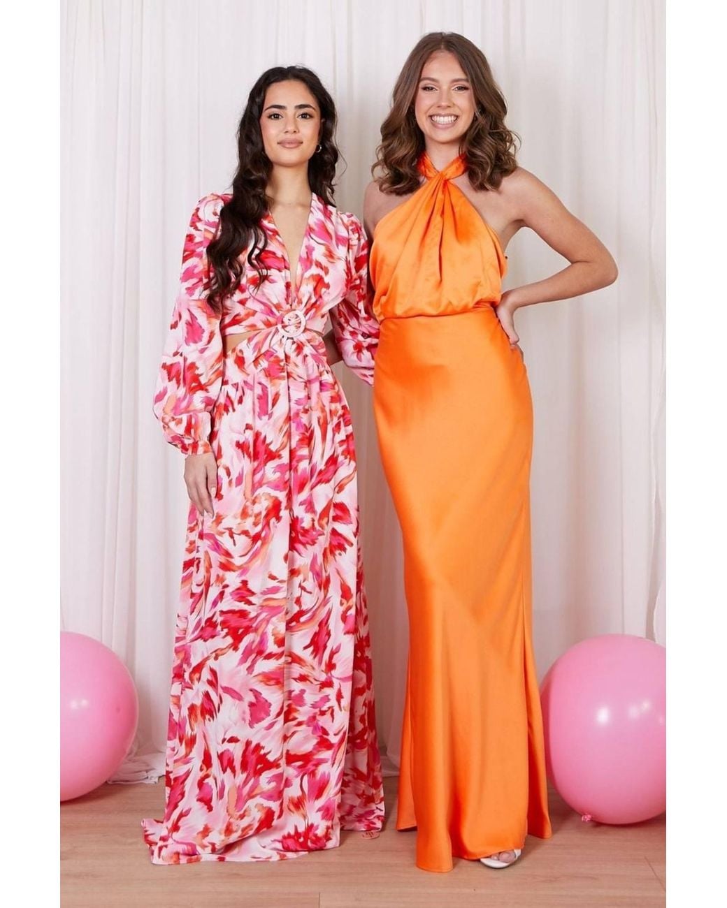 Style Cheat Orange Lara Halter Split Column Maxi Dress