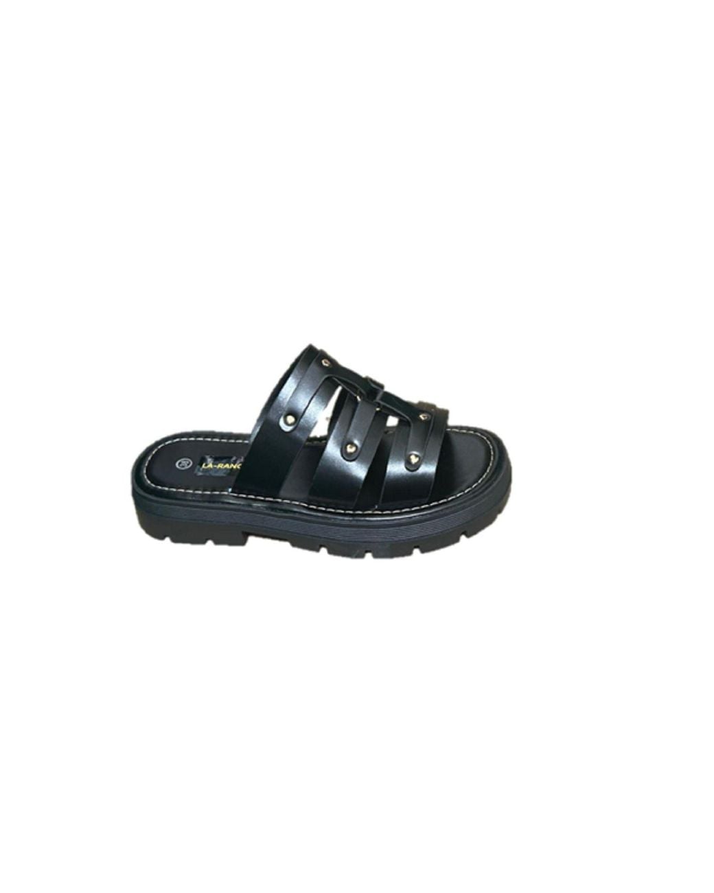 LARANGE Black Gladiator Slip On Platform Sandals