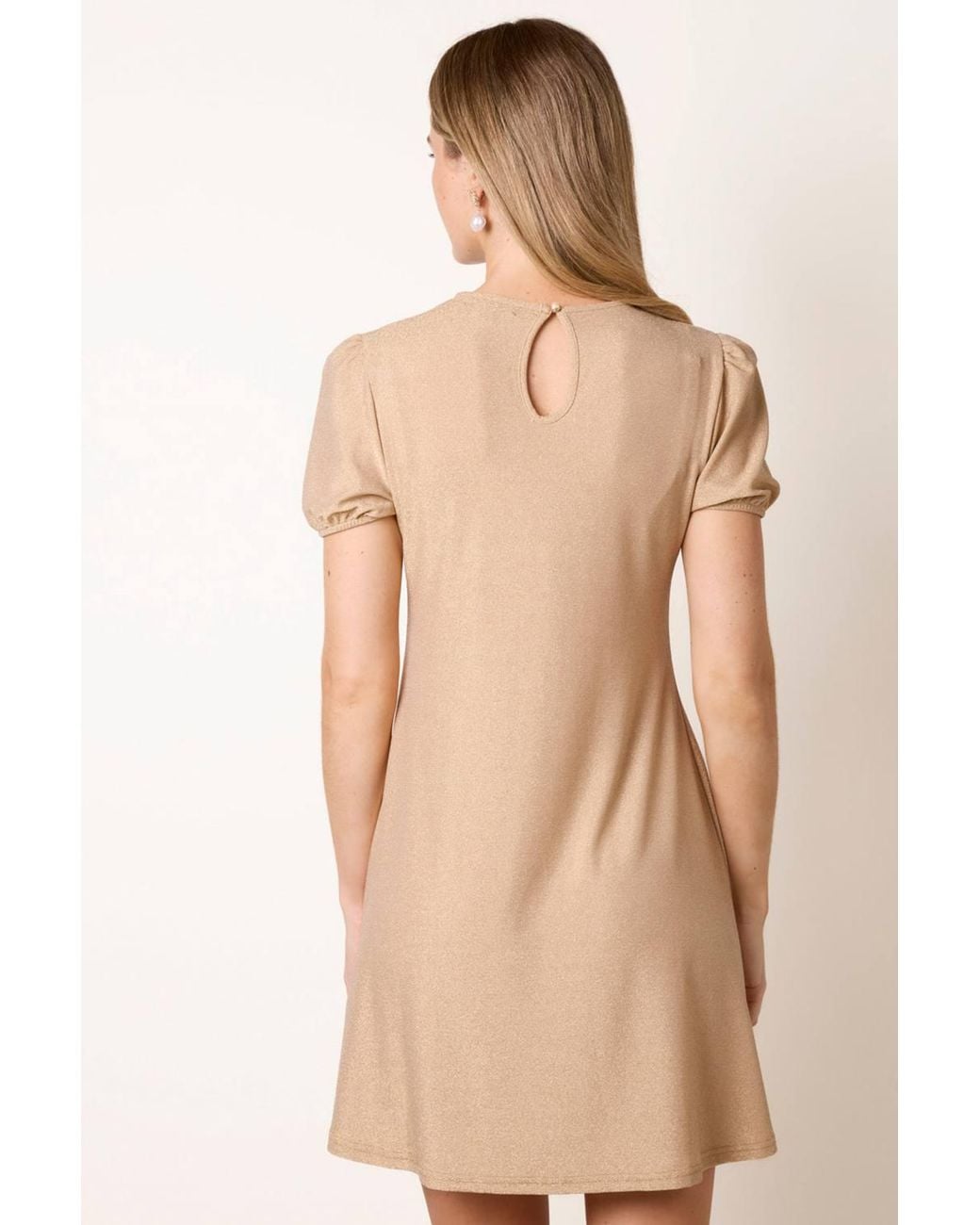 Blue Vanilla Natural Short Sleeve Round Neck Mini Dress