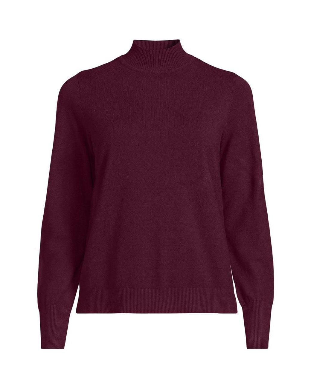 Lands' End Purple Button Cuff Polo Neck Jumper