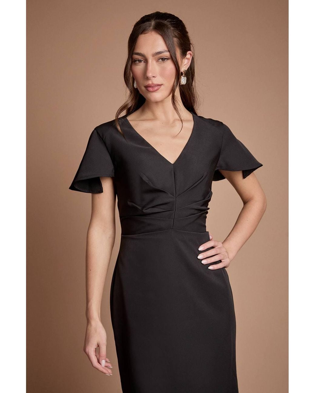 Coast Black Crepe Fold Detail Bridesmaid Maxi Dress