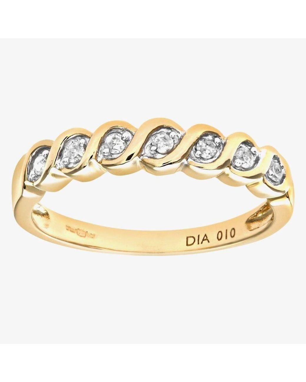 T.H.Baker Metallic 9Ct 0.10Ct Diamond Swirl Half Eternity Ring