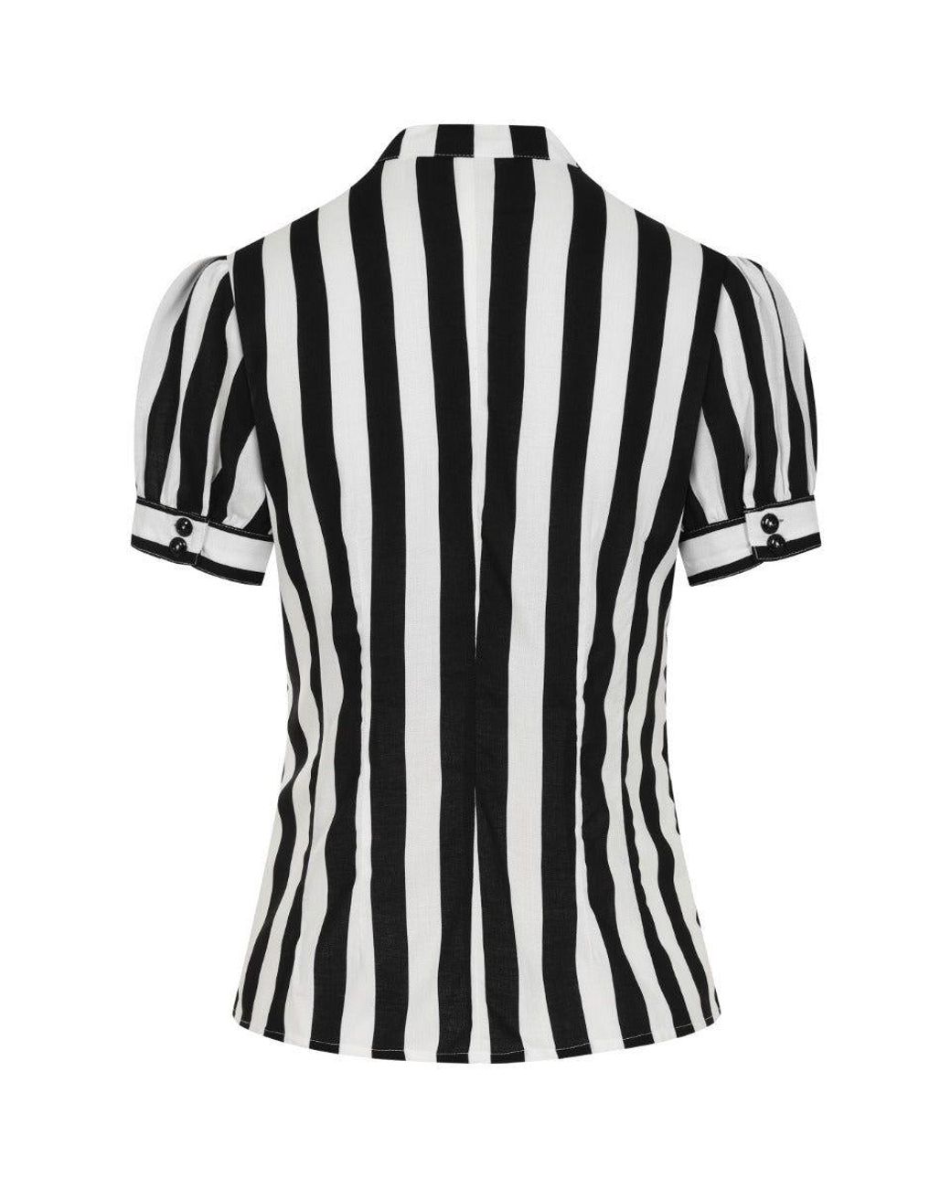 Hell Bunny Black Juno Striped Semi Fitted Blouse