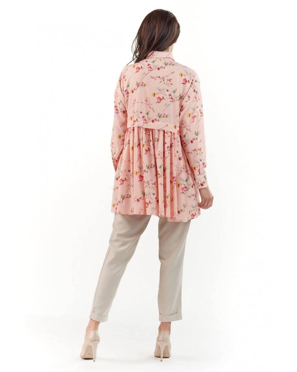 Love Lace Pink Elegant Printed Shirt With Long Sleeves