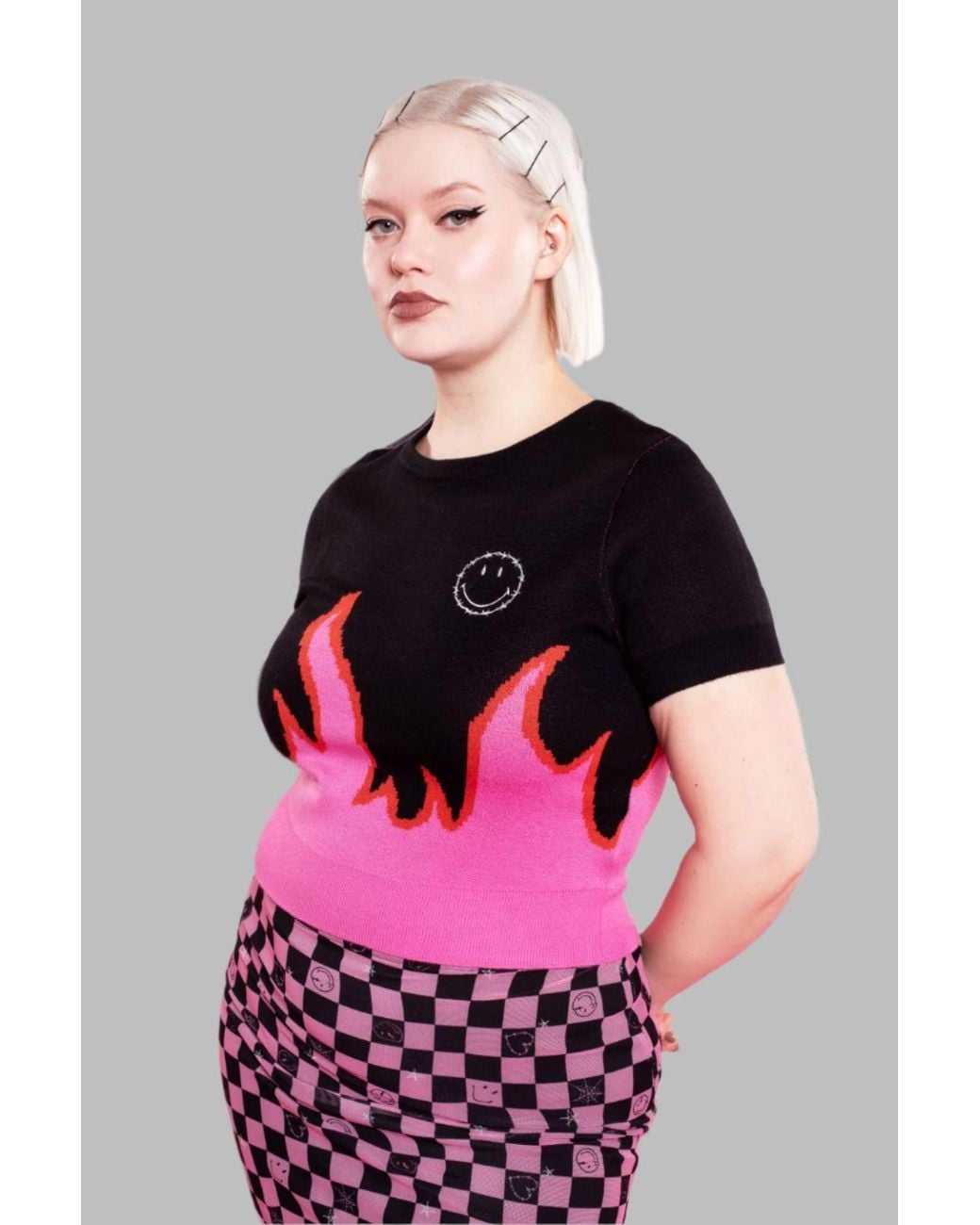 Hell Bunny Pink Dylan Semi Fitted Knitted Top