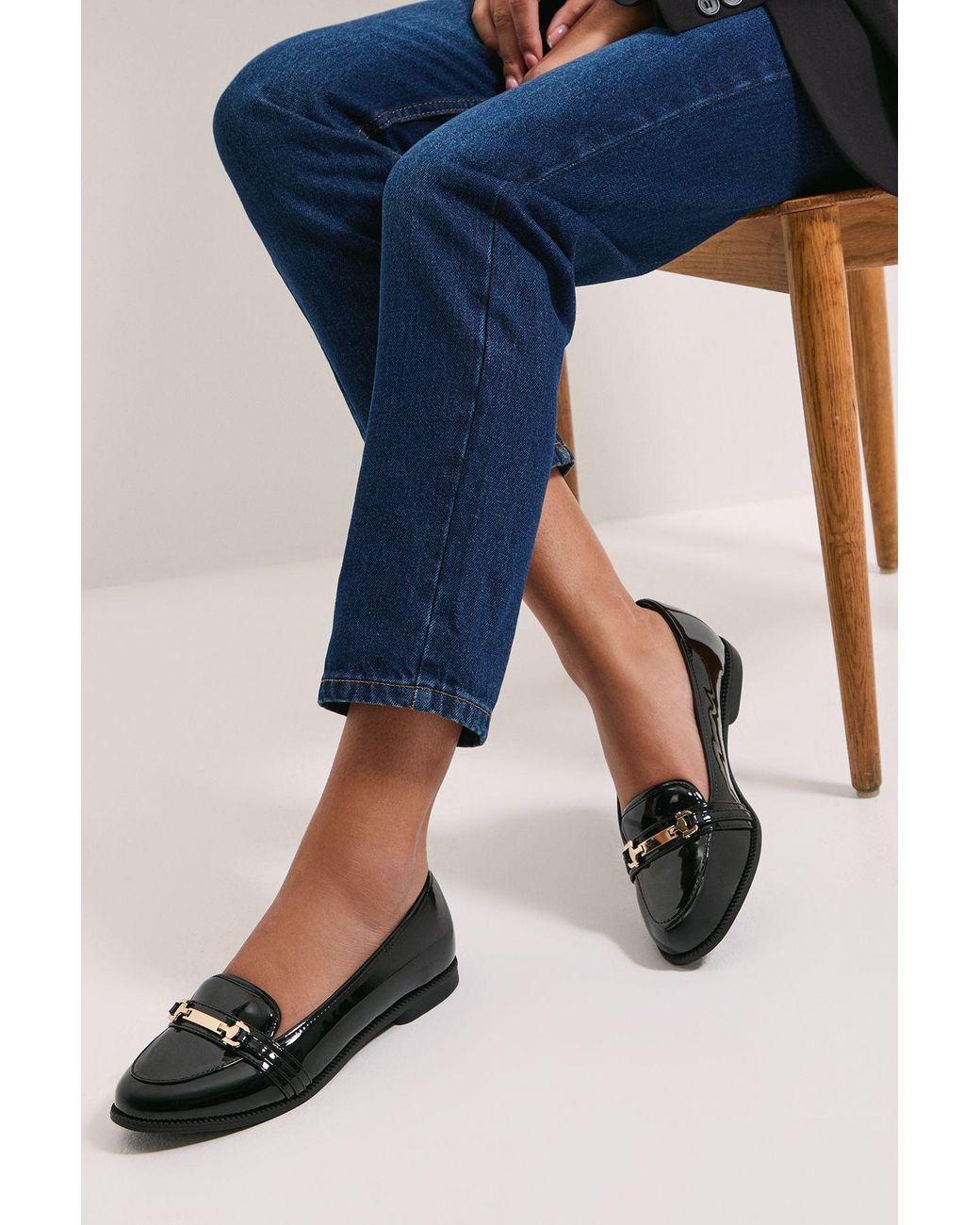 Dorothy Perkins Blue Wide Fit Lora Snaffle Loafers