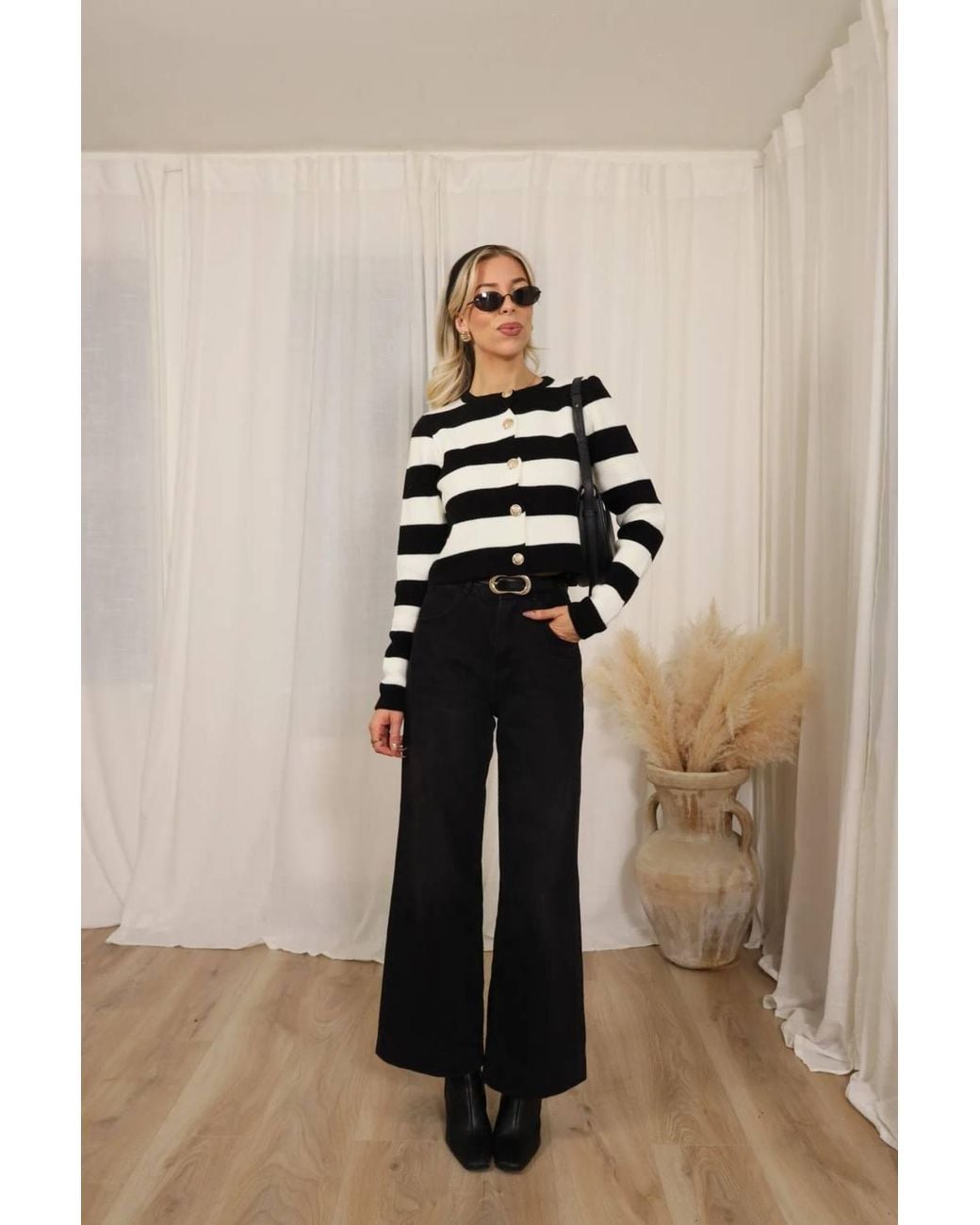 Hiccup Black Washed Effect Wide Leg Denim Jeans
