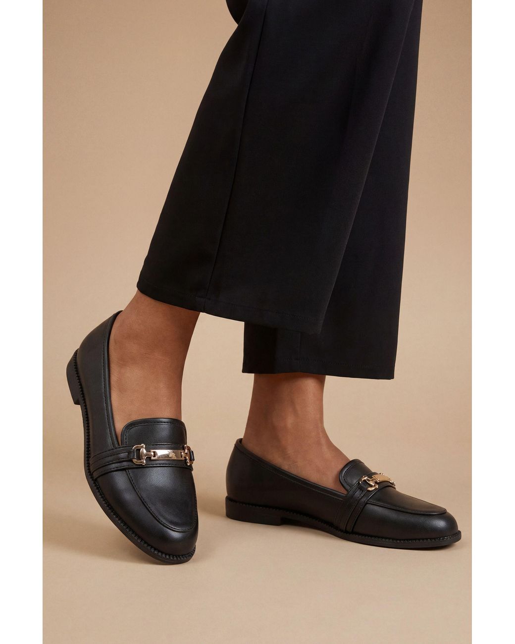 Dorothy Perkins Black Wide Fit Lora Snaffle Loafers