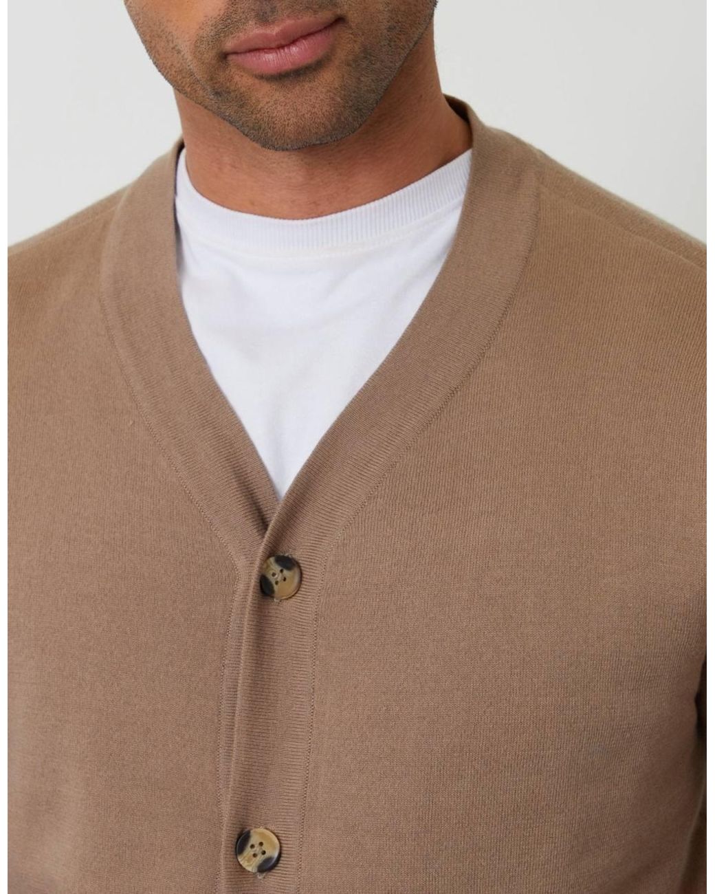 Threadbare Brown Button Up Knitted Cardigan for men
