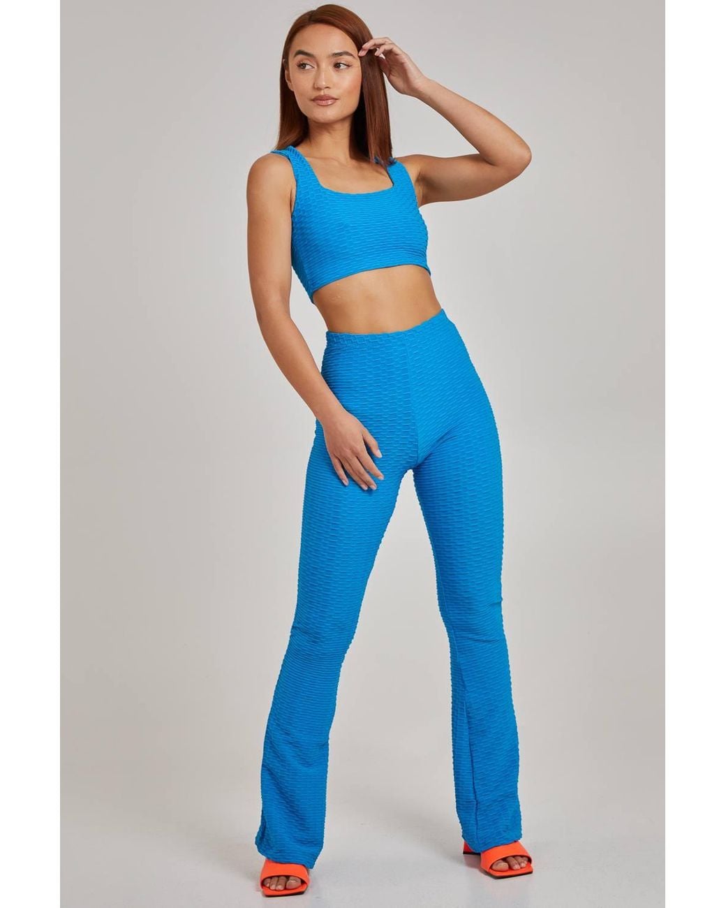 Pink Vanilla Blue Waffle Texture Crop Top