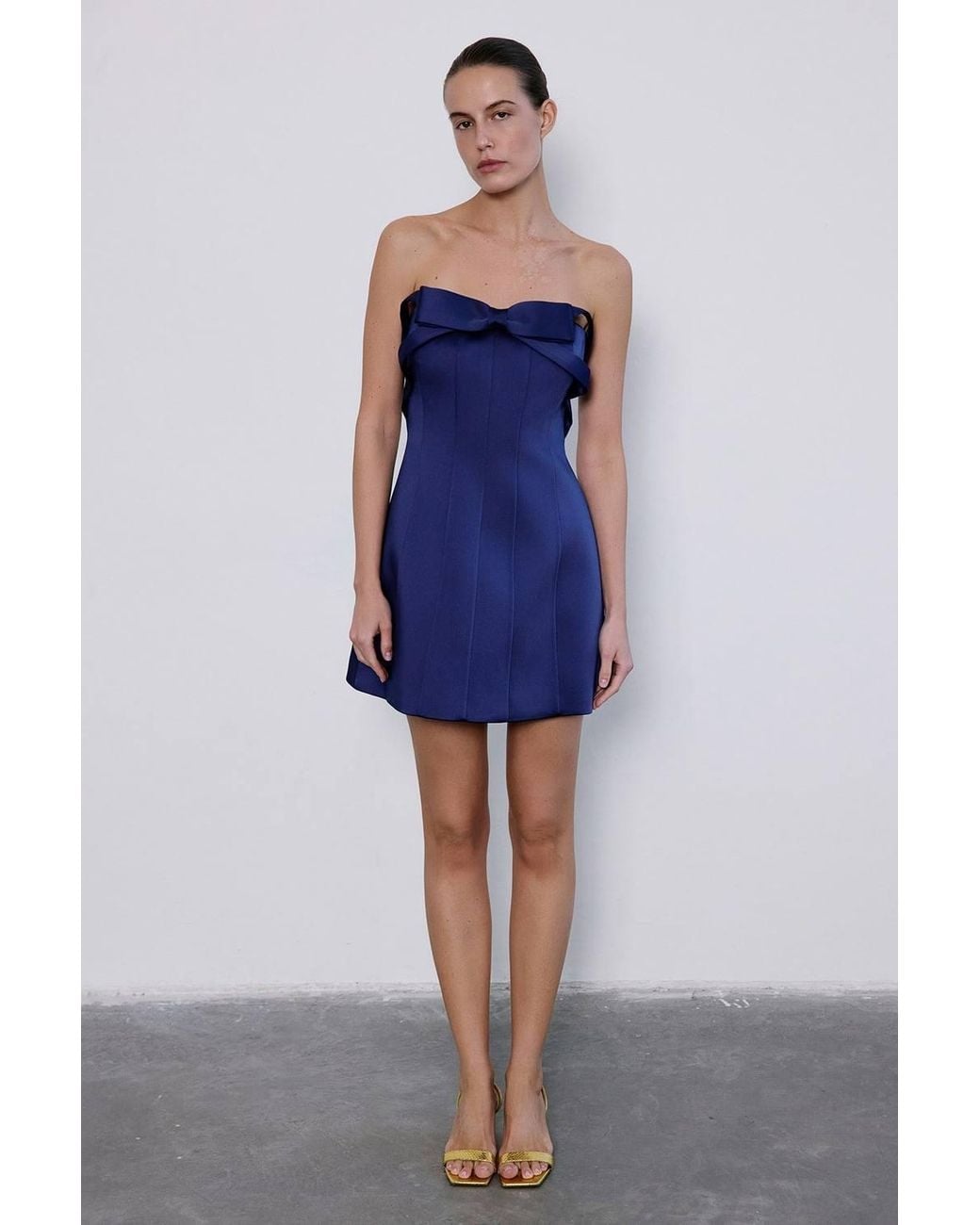 RUE Blue Strapless Bow A-Line Mini Dress
