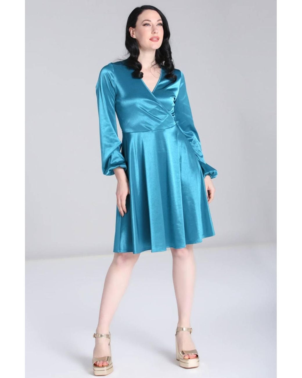Hell Bunny Blue Emmeline Dark Knee Length Dress