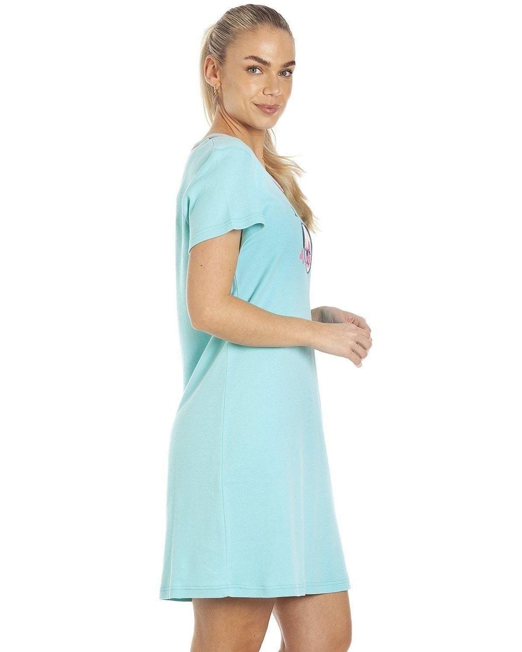 CAMILLE Blue Short Sleeve Pug Summer Nightdress