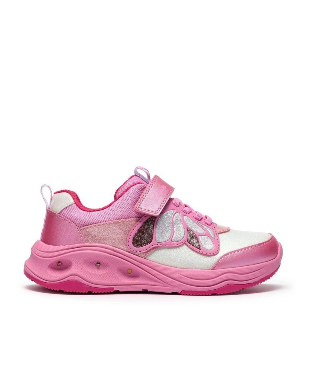 Clarks Pink Gleam Fly Kid Trainers, Riptape