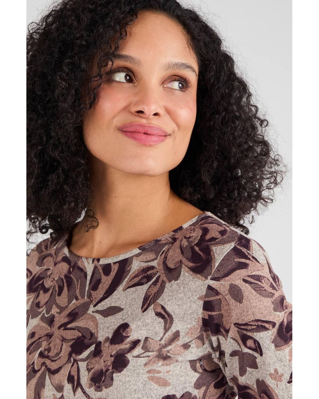 DAMART Natural Cosy Floral Print Long Sleeve Brushed Tunic