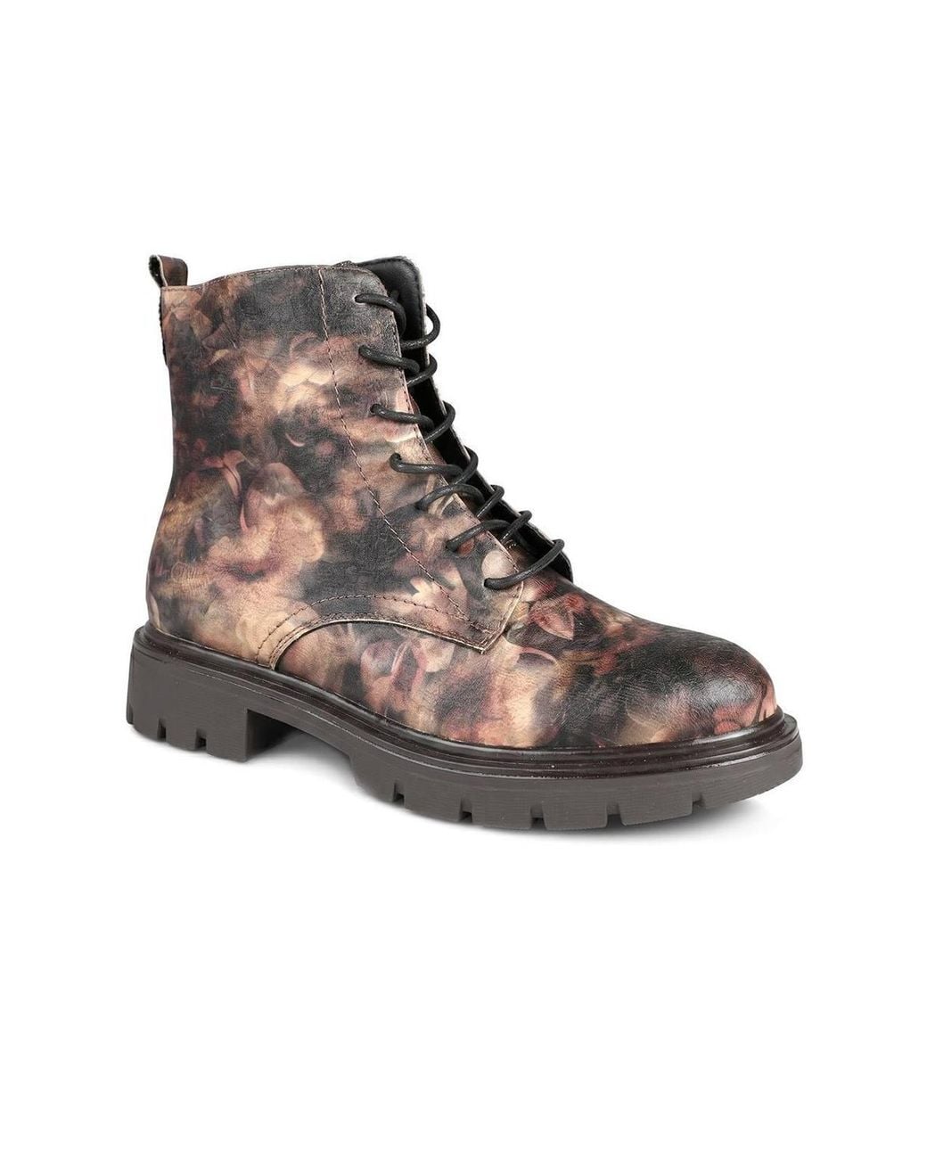 Pavers Brown Lace-Up Block-Heeled Boots