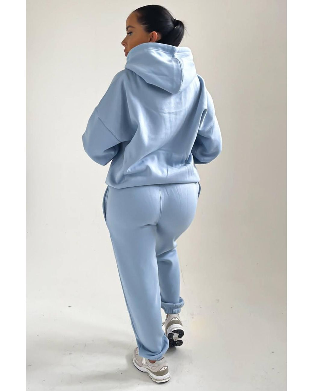 Femme Luxe Blue Oversized Front Pocket Pullover Hoodie Cuffed Joggers Loungewear Set